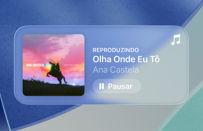 Controles translúcidos no Apple Music refratam o fundo
