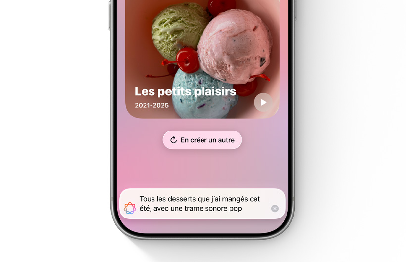 Photo de couverture d’un film souvenir créé à partir d’une description saisie dans le champ de texte de l’app Photos