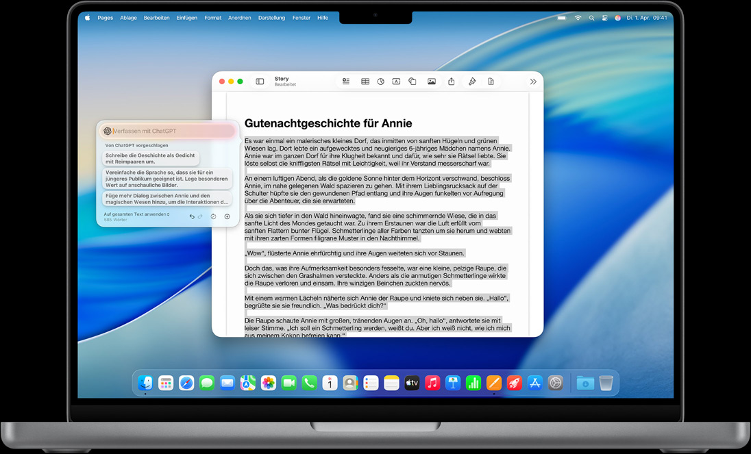 Das Feature „Verfassen“ in den Schreibtools auf einem MacBook