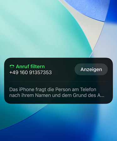 Telefon App mit dem Anruffilter Feature in Aktion