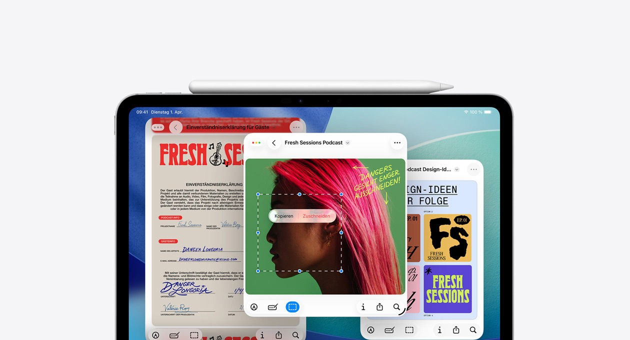Ein iPad, zeigt die neue App