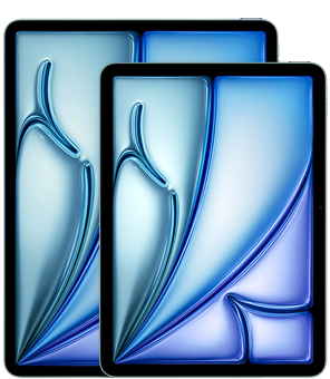 Front view of a 13-inch iPad Air and 11-inch iPad Air