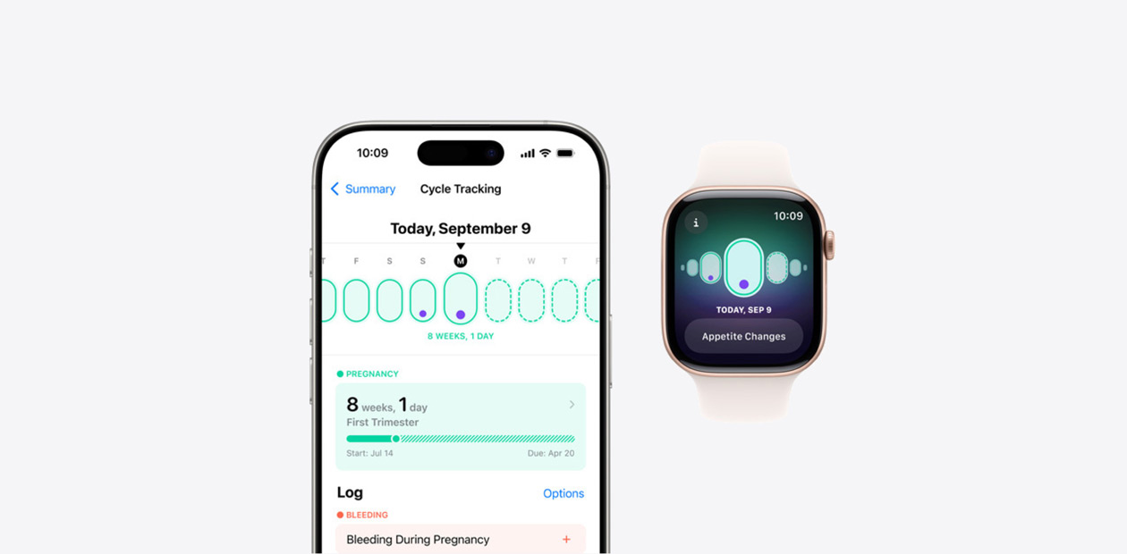 Il software di tracciamento del ciclo mestruale su iPhone e Apple Watch.