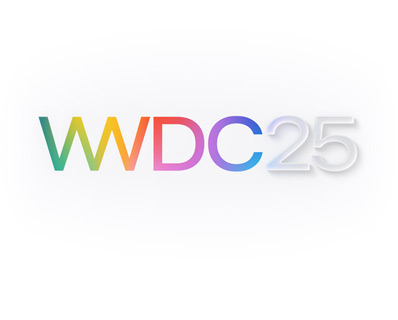 Scritta WWDC25 dai colori arcobaleno