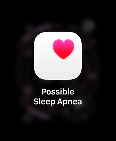 Possible sleep apnea notification, pink heart in white box