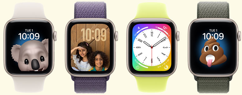 Fun and funny watch faces, coordinating case and band colors