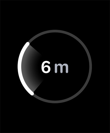 Funkcija „Tikslusis radimas“ – balta eigos juosta apibrėžia numanomą atstumą iki pasimetusio „iPhone“