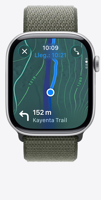 Apple Watch Series 11, pantalla de Mapas, ruta de senderismo