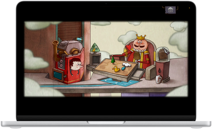 MacBook Neo, silver color, screen shows a scene from the game Oceanhorn 3