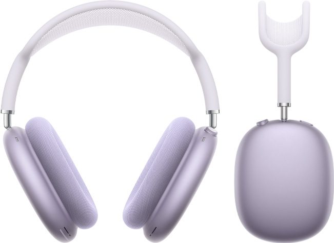 Το AirPods Max Purple γυρίστηκε από μπροστά και από το πλάι