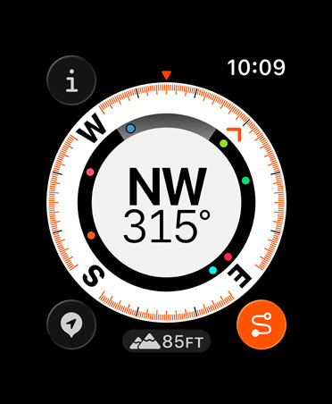 Funktionen Find tilbage med kompas, højdemåling og markerede rutepunkter