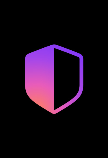 Ícono de un escudo, la mitad izquierda es de un color rosado que va aclarándose de la parte superior a la inferior, la mitad derecha está vacía