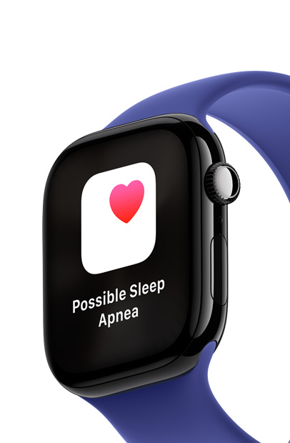 An Apple&nbsp;Watch screen showing a notification for Sleep Apnoea with the Sleep Apnoea app.
