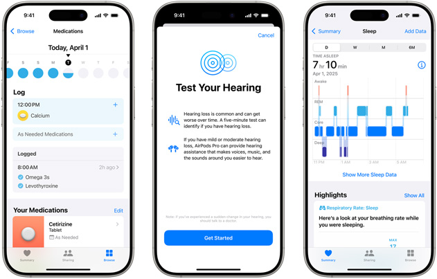 iPhone exibindo o app Saúde Auditiva.