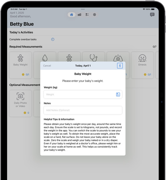 Software para iPad exibindo o app Locus Health.