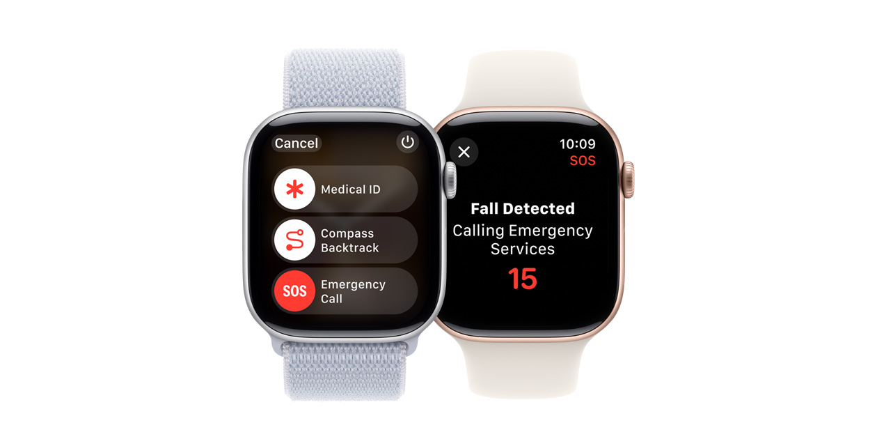 Apple Watch exibindo software de Detecção de Queda.