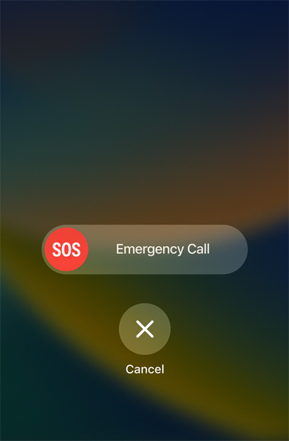 Tela do iPhone exibindo a notificação do SOS de Emergência.
