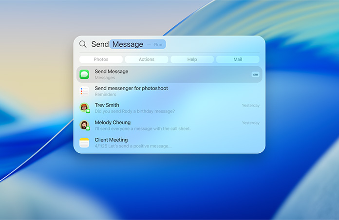 Przykłady wysyłania wiadomości za pomocą Spotlight