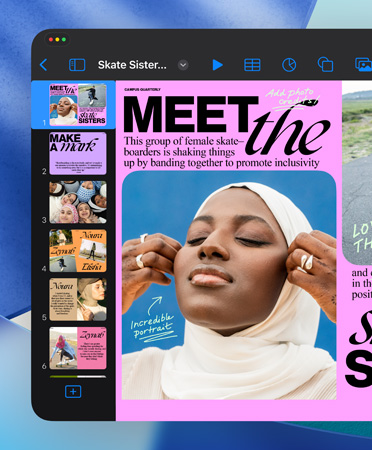 Otwarte okno Keynote z widocznymi eleganckimi, opływowymi elementami sterującymi.