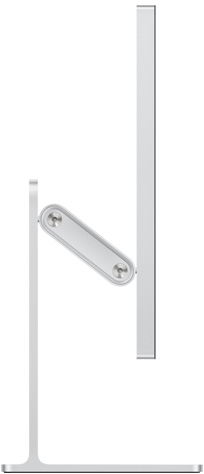 Pohľad zboku na Studio Display namontovaný na stojane s nastaviteľným sklonom a výškou